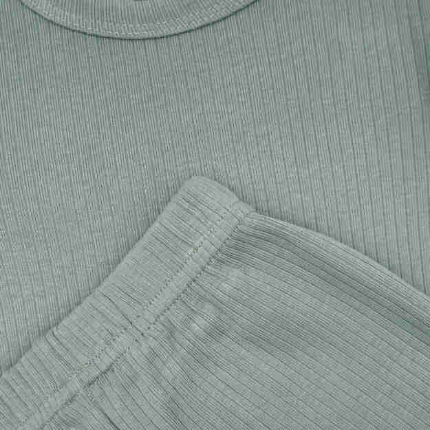 Babies Basic Ribbed Cotton Long Sleeves Top and Bottom Set 12-18 Months Green M719-PL-GRE-12-18-2PC - Image 7