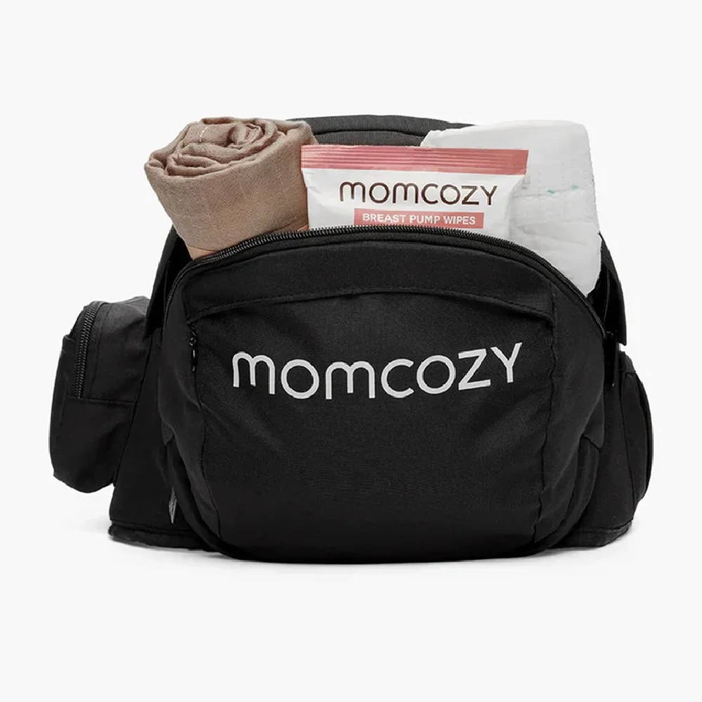 Momcozy Hip Seat Baby Carrier, 3D Abdominal Support, Widened Waist Belt, Ergonomic M-Position Seat, Multiple Carrying Positions, Storage Pockets, Newborn to Toddler, Large, Black - 602835182649 - Image 2