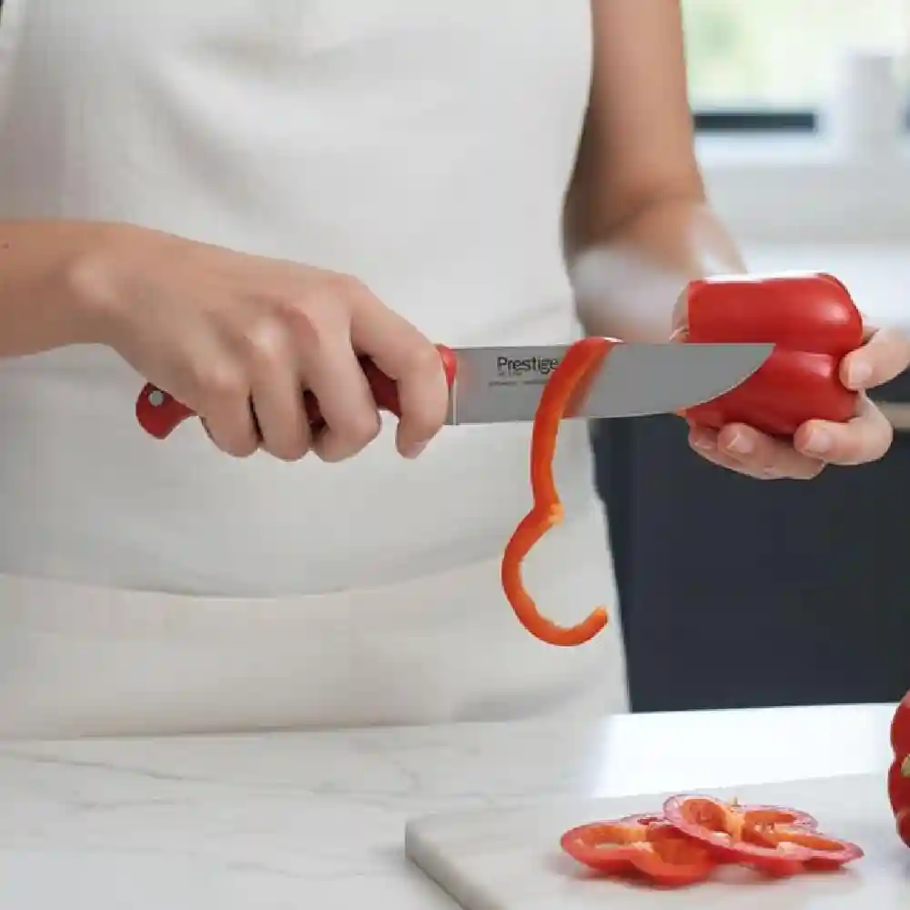 Prestige Professional 8 Inch Butcher Knife Stainless Steel Carving & Meat Slicing Knife, Red - PR49346 - Image 4