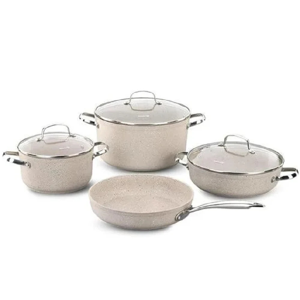 Korkmaz Granita 7-Piece Aluminium Cookware Set - Non-Stick Granite Coating for Induction & Gas Stoves - KA1272