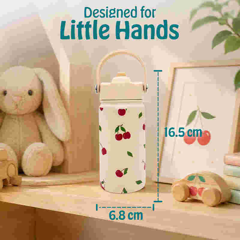 Babies Basic Insulated Bento Lunchbox with Stainless Steel Bottle 3+ Years - Beige - Zoo 12310-MIX-BEI-CHER - Image 5