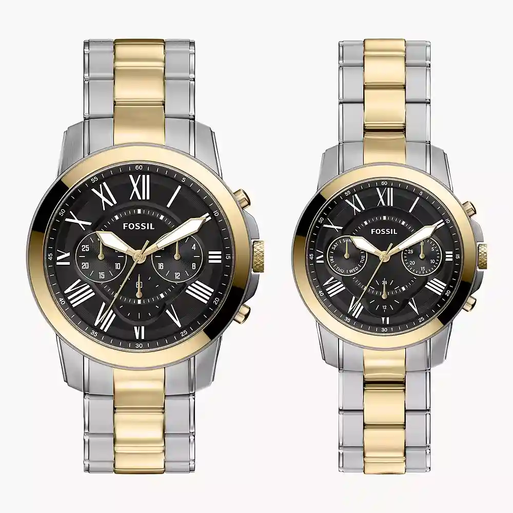 Fossil Grant 44mm Chronograph Two-Tone Stainless Steel Watch Set - FS6202SET