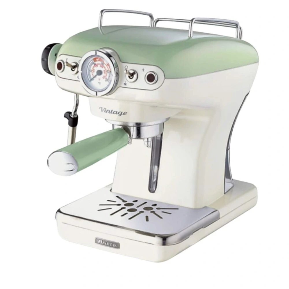 Ariete Vintage Espresso Machine, Vintage-Inspired Styling, Espresso Preparation, Home Coffee Appliance, Kitchen Countertop Design, Green - MOD 1389/14