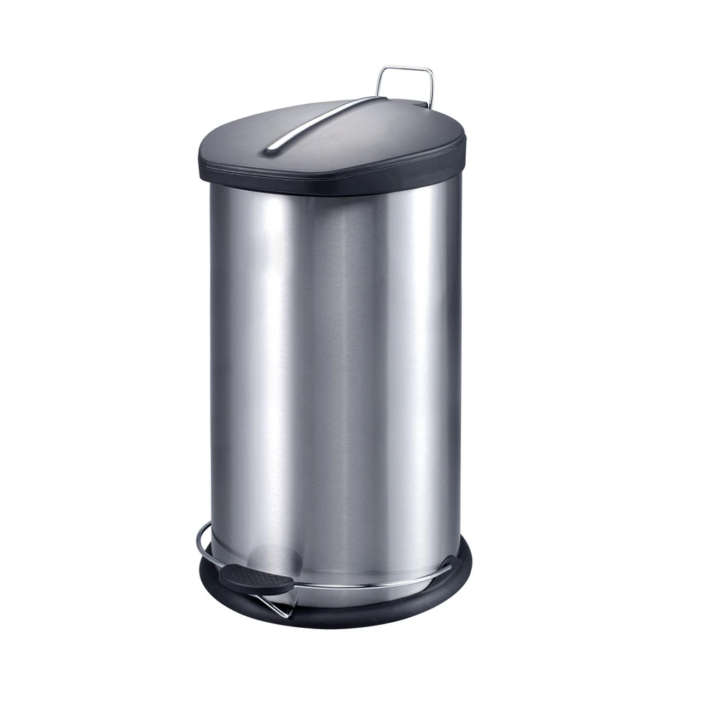 Zolten Stainless Steel Step Bin 30 L with Black Plastic Lid, Foot operated - C0311788