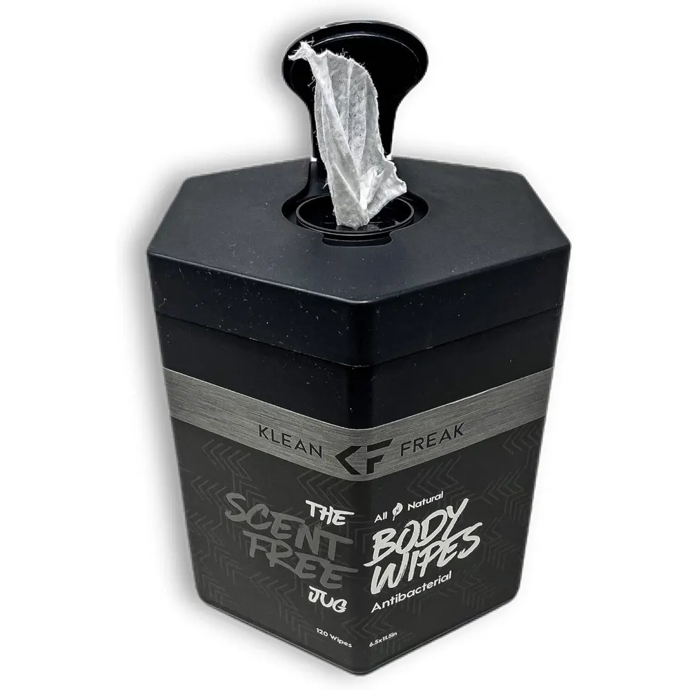 Klean Freak Body Wipes The Jug 120 Wipes, Large Shower Wipe Dispenser for Gym, Camping and Home, Alcohol Free, Scent Free - TJSF01