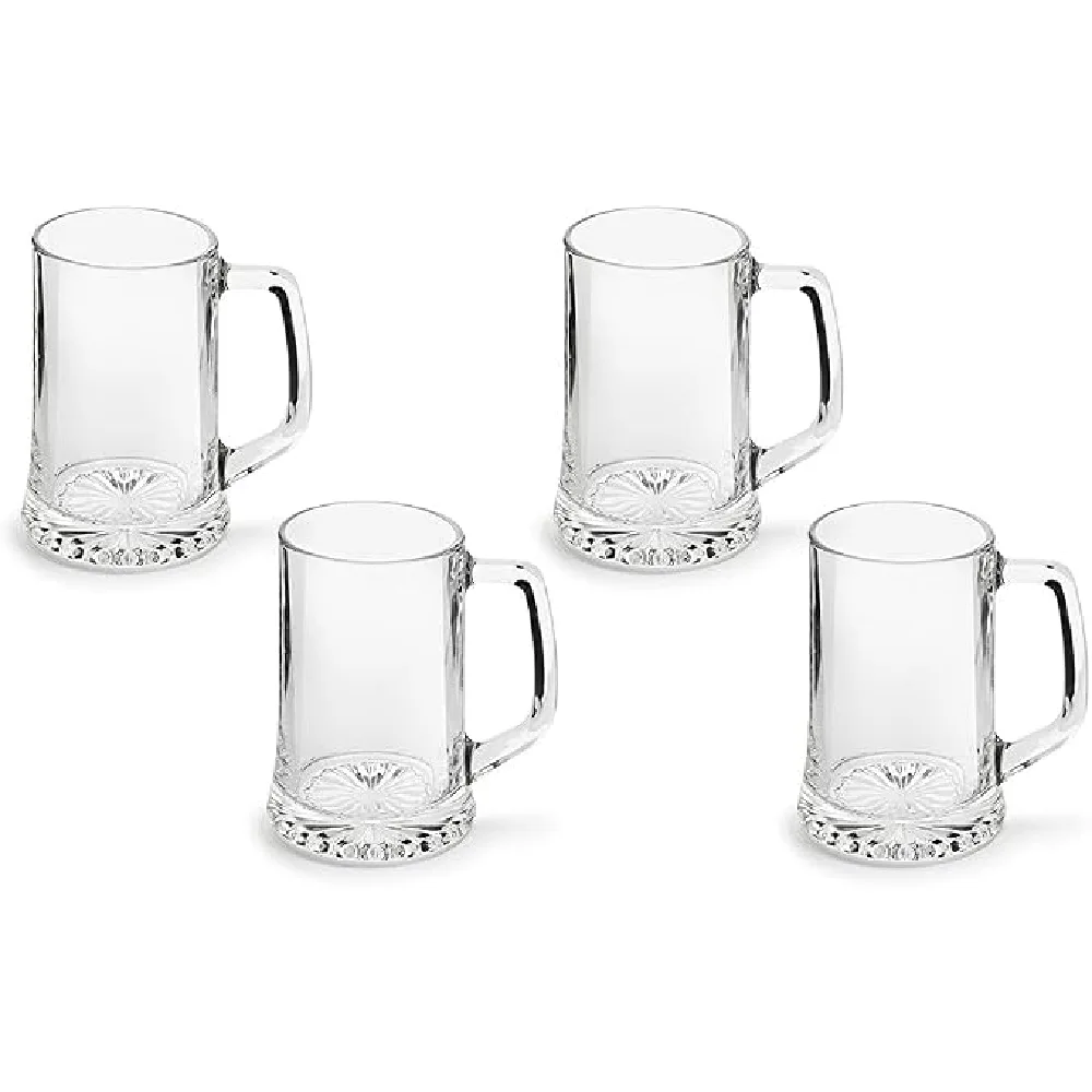 Royal Leerdam Artisan Beer Mug Set, 4-Piece 320ml Tempered Glass Mugs, Sturdy Base, Comfortable Grip, Smooth Rim - 925180