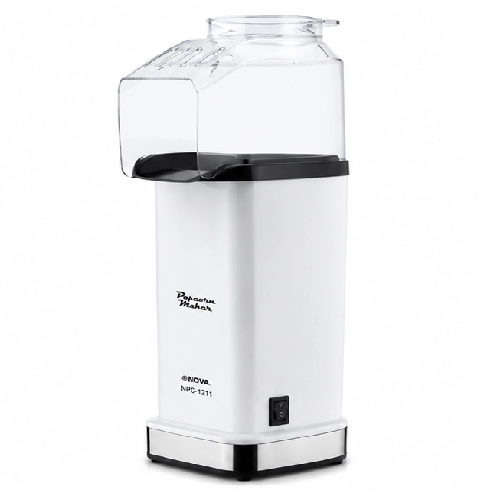 Nova Popcorn Maker NPC-1211 - Hot Air Oil Free Popcorn Maker, 12 Cup Capacity, 3 Minute Prep, 1400W, Easy Clean