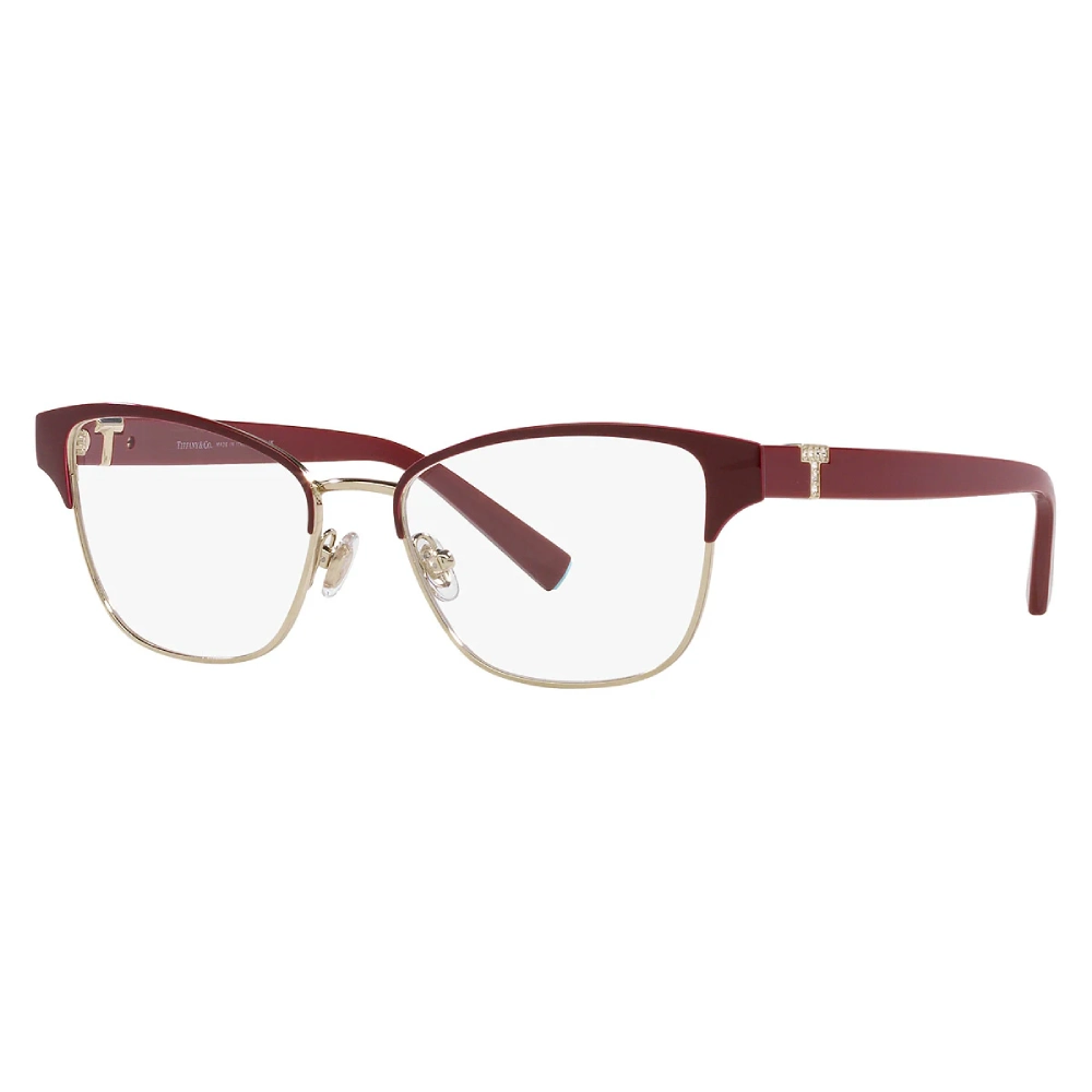 Tiffany 52mm Womens Eyeglasses, Cat Eye Metal Frame, Prescription Compatible, Fired Brick on Pale Gold -TF1152B