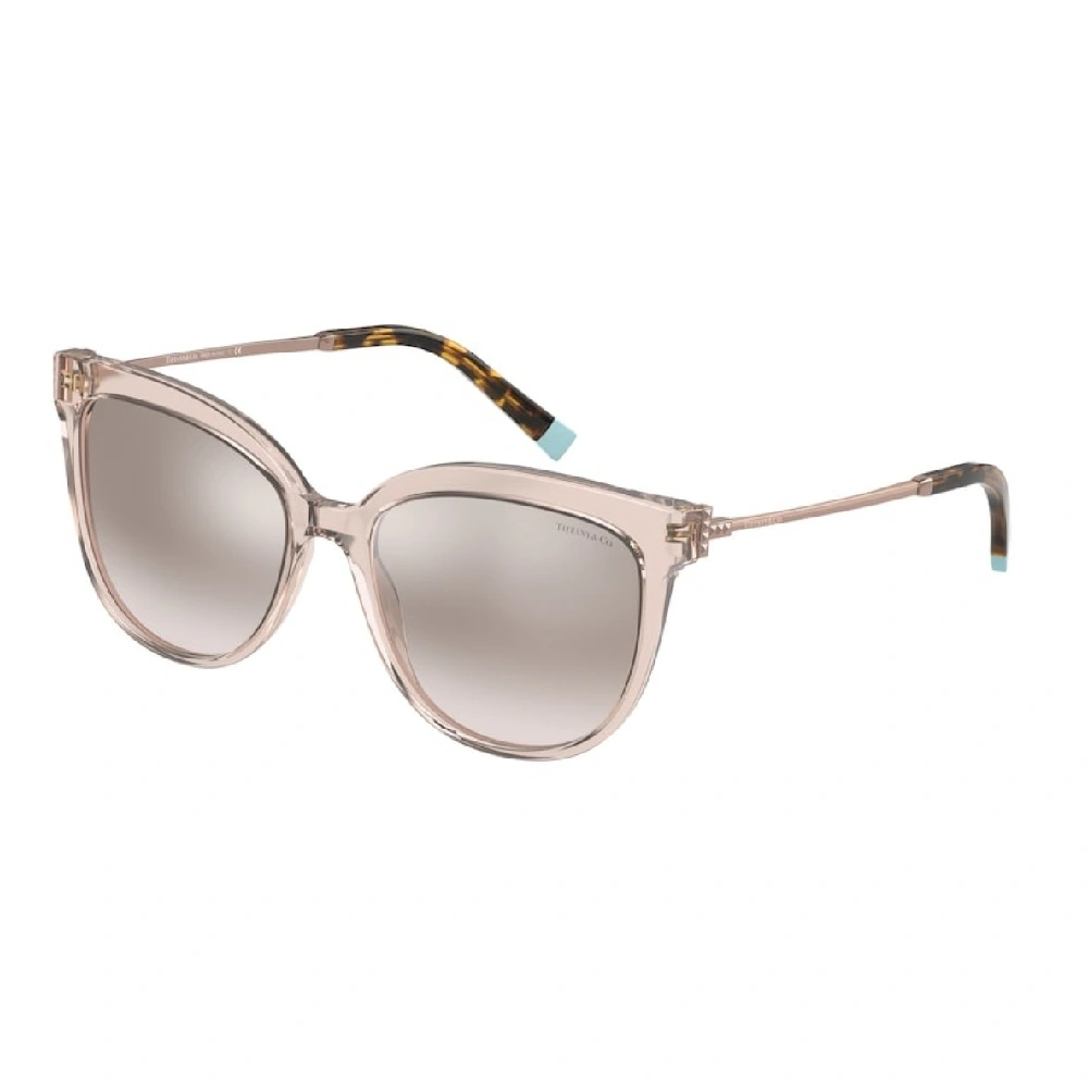 Tiffany 55mm Sunglasses for Women, Nude Transparent Frame, Light Brown Mirror Silver Gradient Lenses - TF4176