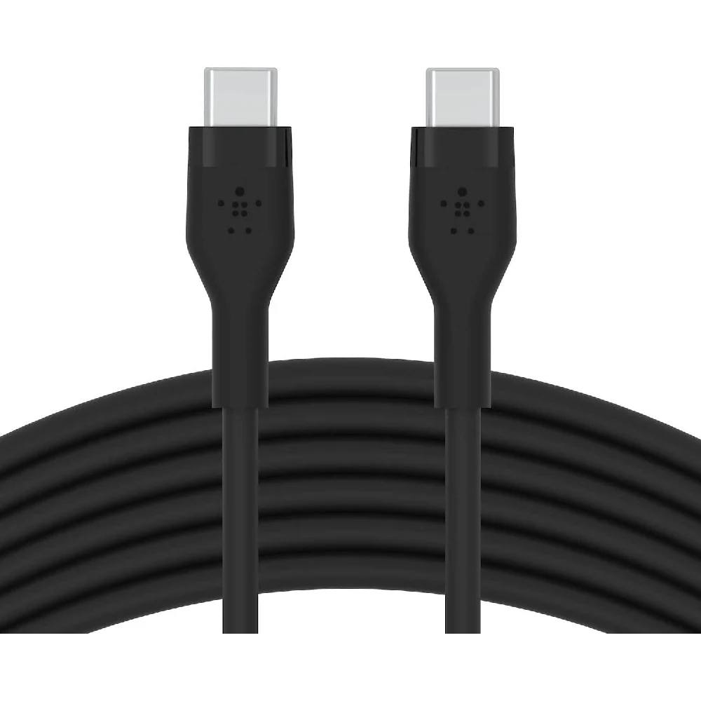Belkin BoostCharge Flex USB-C to USB-C Cable, 60W Power Delivery, USB-IF Certified, Silicone Design, 3M Length, Fast Charging, Black - CAB009bt3MBK