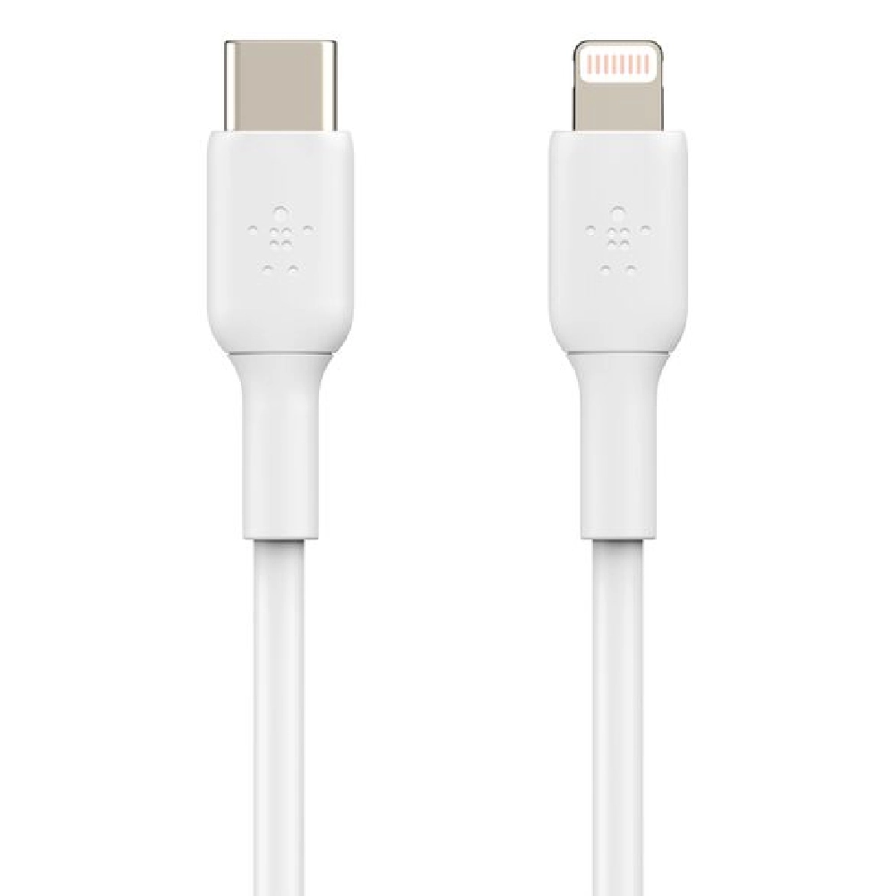 Belkin BoostCharge USB-C to Lightning Cable - 1 Meter, Fast Charging, 50 Percent PCR Material, 300000+ Bend Lifespan, White - CAA003bt1MWH