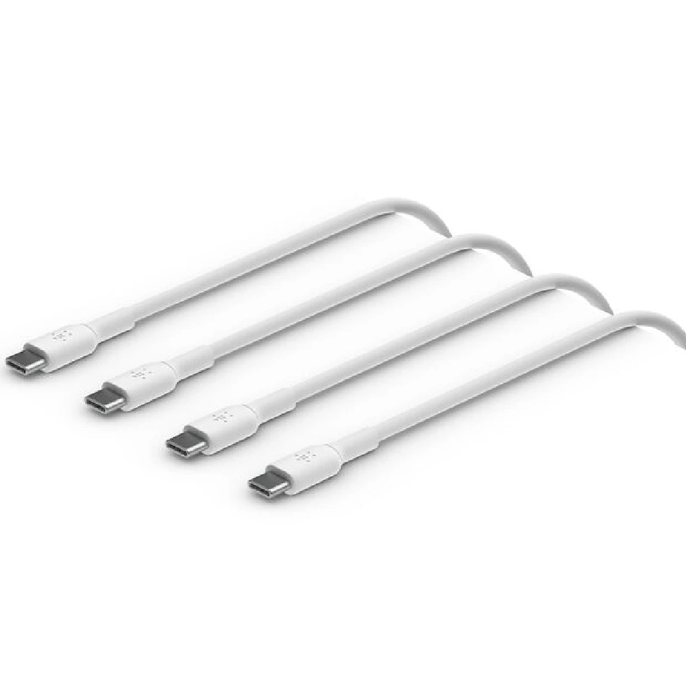 Belkin BOOSTCHARGE USB-C to USB-C Cable 2M White 2-Pack - 60W Fast Charging, USB-IF Certified, Durable PVC Jacket- CAB003bt1MWH2PK