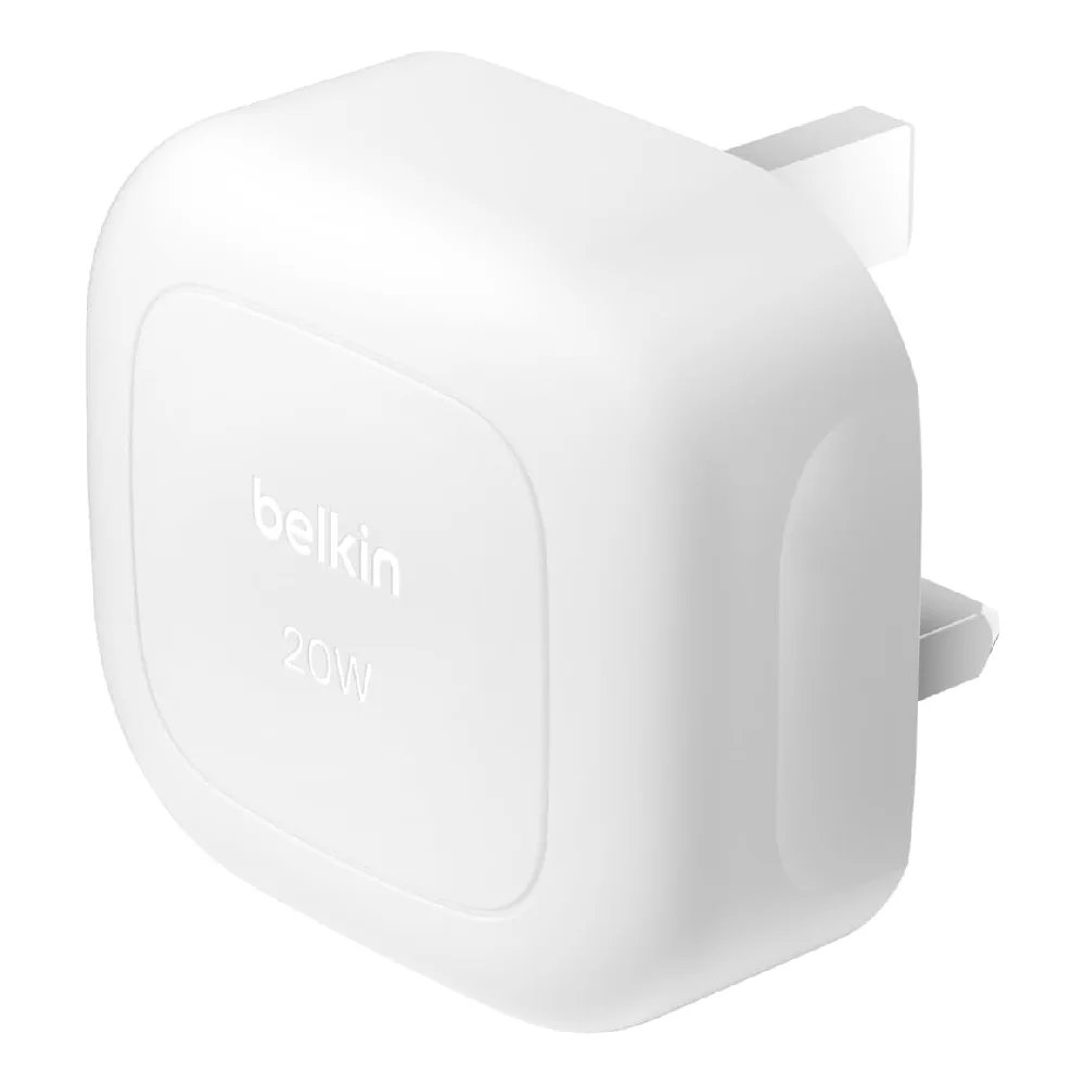 Belkin BoostCharge USB-C Wall Charger, 20W Power Delivery 3.1 Fast Charging, Compact Travel Design, Single USB-C Port, White - WCA009myWH