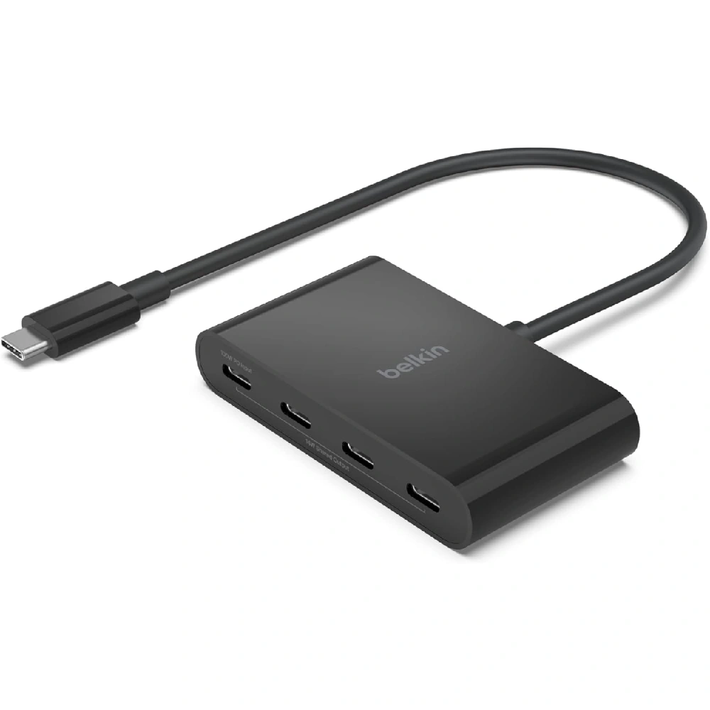 Belkin CONNECT USB-C to 4-Port USB-C Hub, 4 x USB-C 3.2 Gen 2 Ports, 100W Power Delivery Pass-Through, 10Gbps Data Transfer, Plug-and-Play Multiport Adapter - AVC018btBK