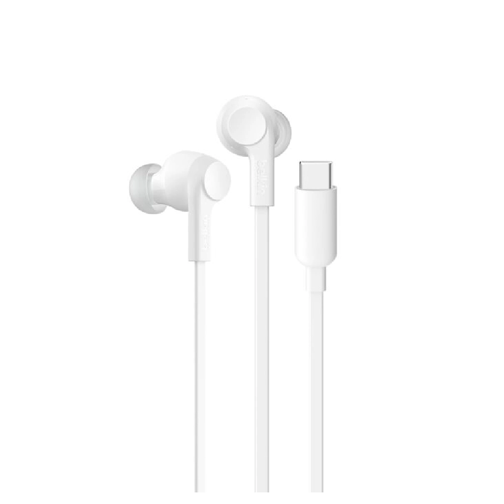 Belkin SoundForm ANC Wired Earbuds USB-C - Hi-Res Audio, Active Noise Cancellation, IPX5 Water Resistance, White - G3H0003hqWH