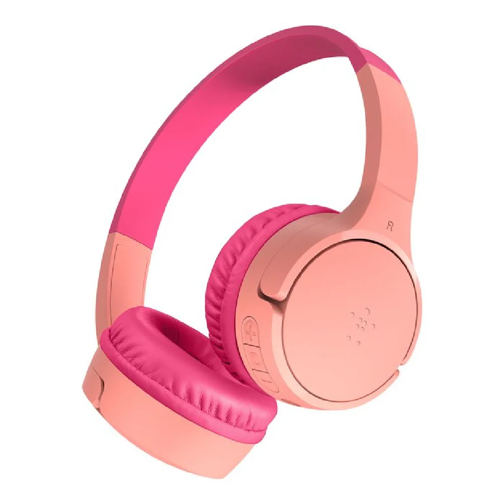 Belkin SoundForm Mini Kids Wireless On-Ear Headphones, 30 Hours Playtime, 85dB Volume Limit, USB-C Charging, Pink - AUD002btPKV3
