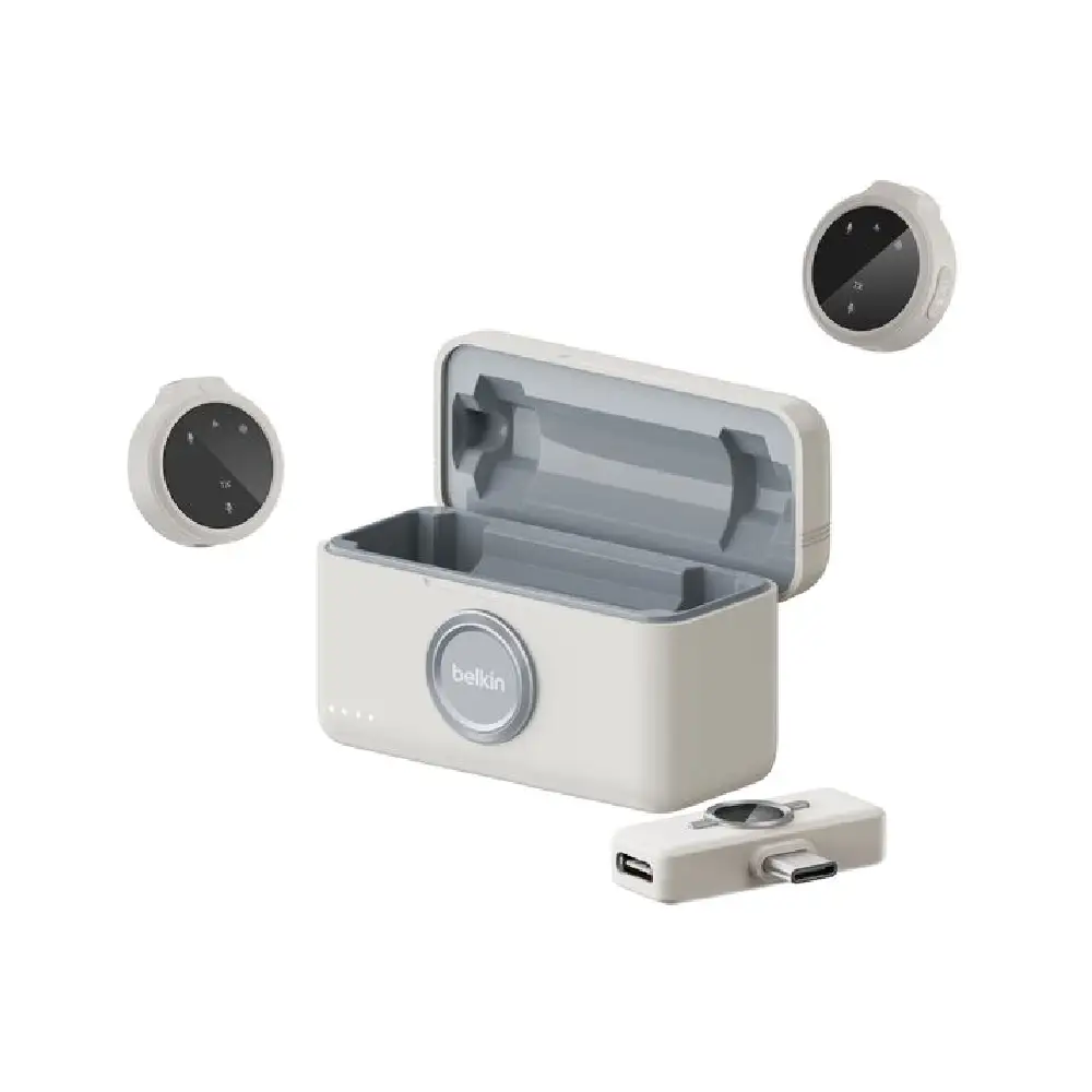 Belkin Stage Wireless Dual Wearable Clip-On Microphone for iPhone & Android, Sand - CTA003hqSA