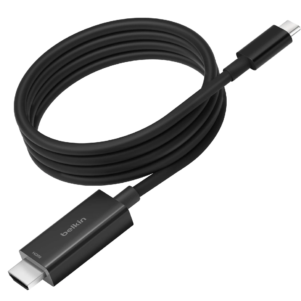 Belkin USB-C to HDMI 2.1 Cable, 8K 60Hz, 4K 144Hz, HDR10+, HDCP 2.2, Plug & Play, 2M Length - AVC012bt2MBK
