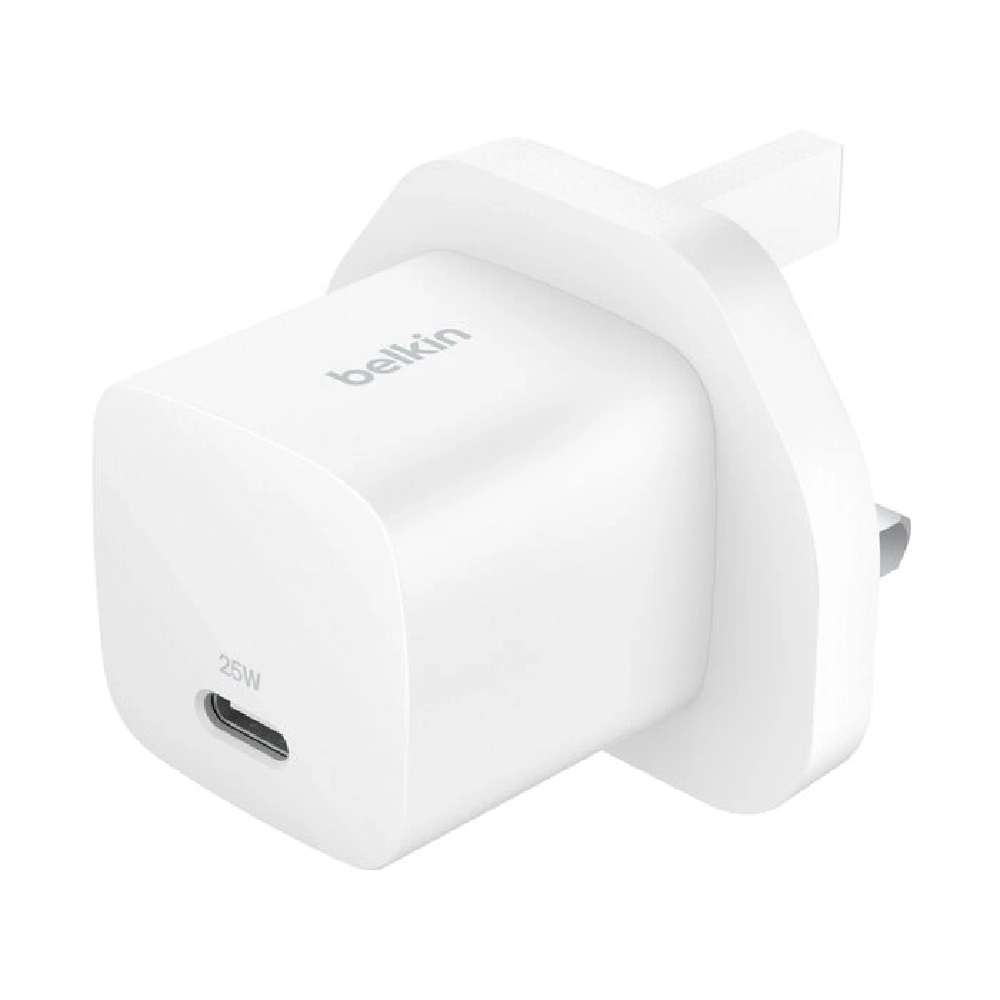 Belkin USB-C Wall Charger 25W White, PD 3.1 Fast Charging, PPS Support, Travel-Friendly Design, WCA012myWH