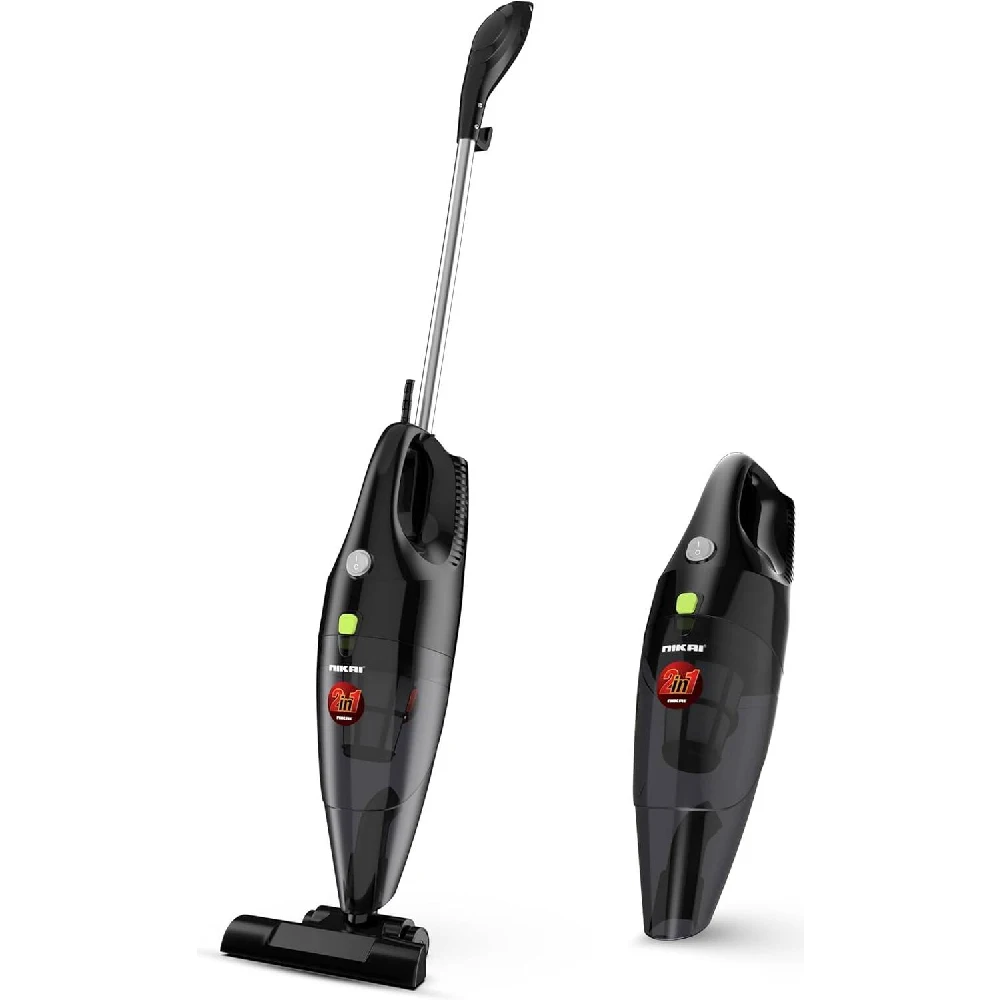 Nikai 2-in-1 Stick & Handheld Vacuum Cleaner, 600W High-Powered Suction, HEPA Filter, Washable Dust Bag, 0.8L Capacity, Black - NVC320H1