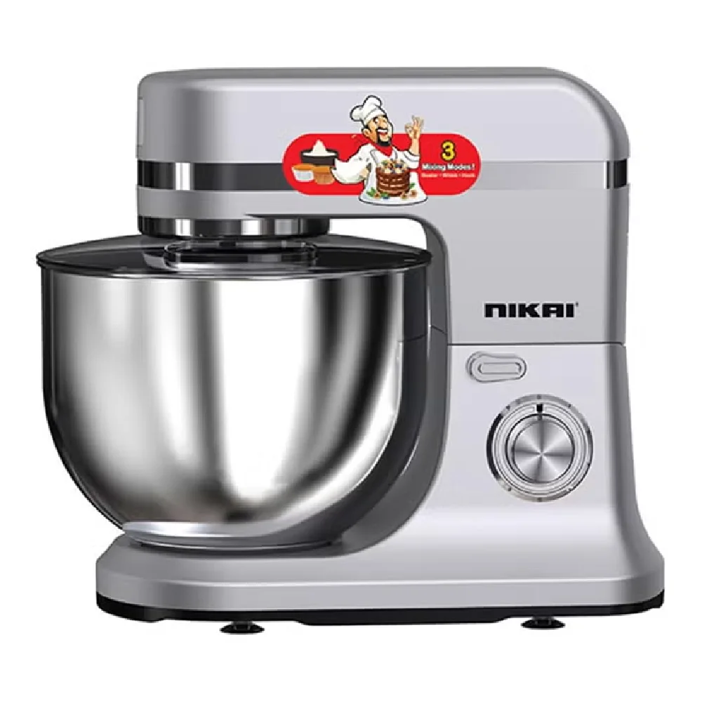 Nikai Kitchen Stand Mixer, 12L Stainless Steel Bowl, 1500W Motor, 6 Speeds with Pulse, Planetary Mixing Action, LED Display, Silver - NSM1200A