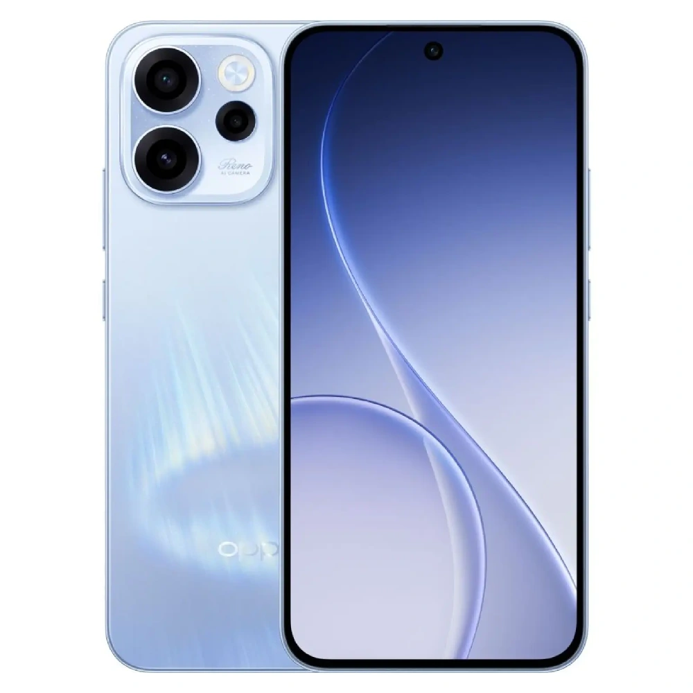 OPPO Reno15 F 5G Smartphone, 256GB Storage, 12GB RAM, 6.57-Inch FHD+ AMOLED Display, Snapdragon 6 Gen 1, 50MP AI Camera, 7000mAh Battery, Dual SIM, Aurora Blue