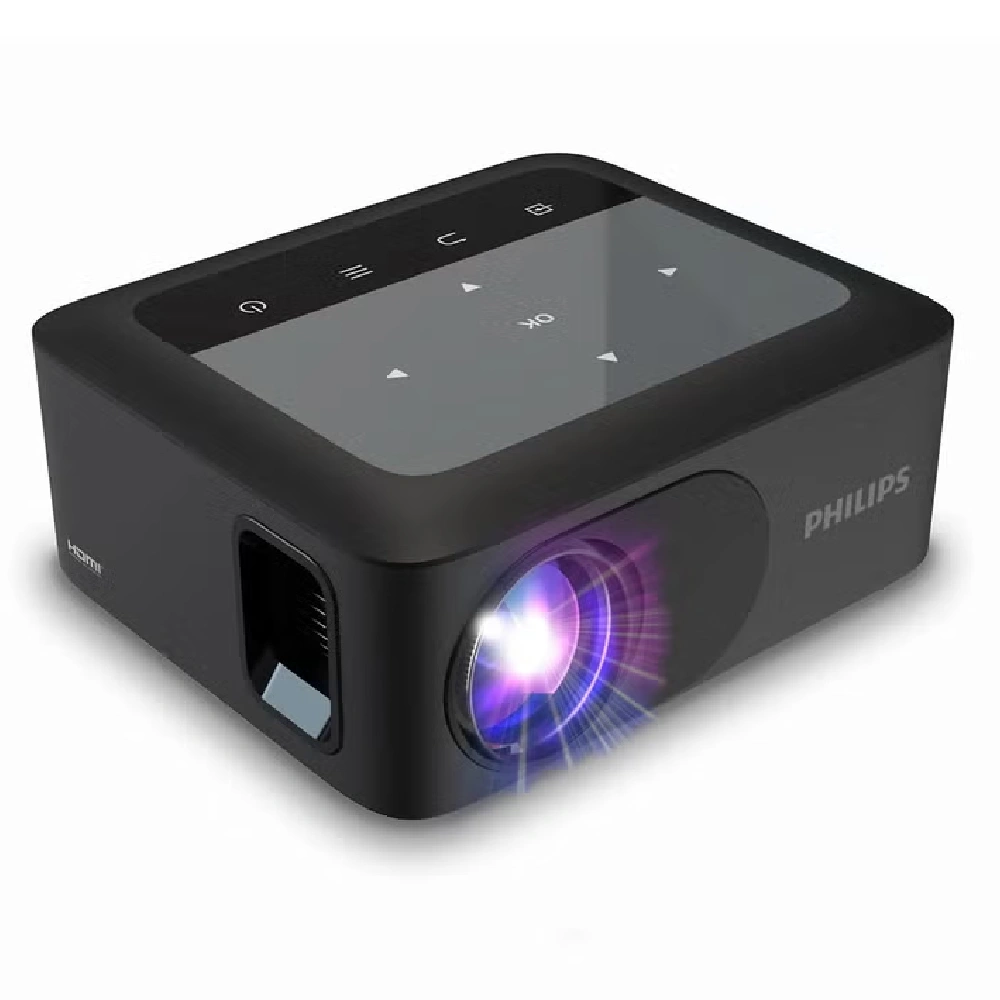 Philips NeoPix 110 HD Home Projector - 720p Resolution, 65 Inch Projection Size, LED Light Source, HDMI USB VGA, Black - NPX110