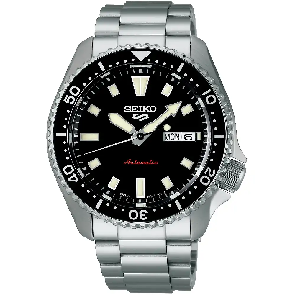 Seiko 5 Sports SKX Series Automatic Watch for Men - 42.5mm Stainless Steel Case, Black Dial, Metal Bracelet, Day Date Display - SRPL85K1