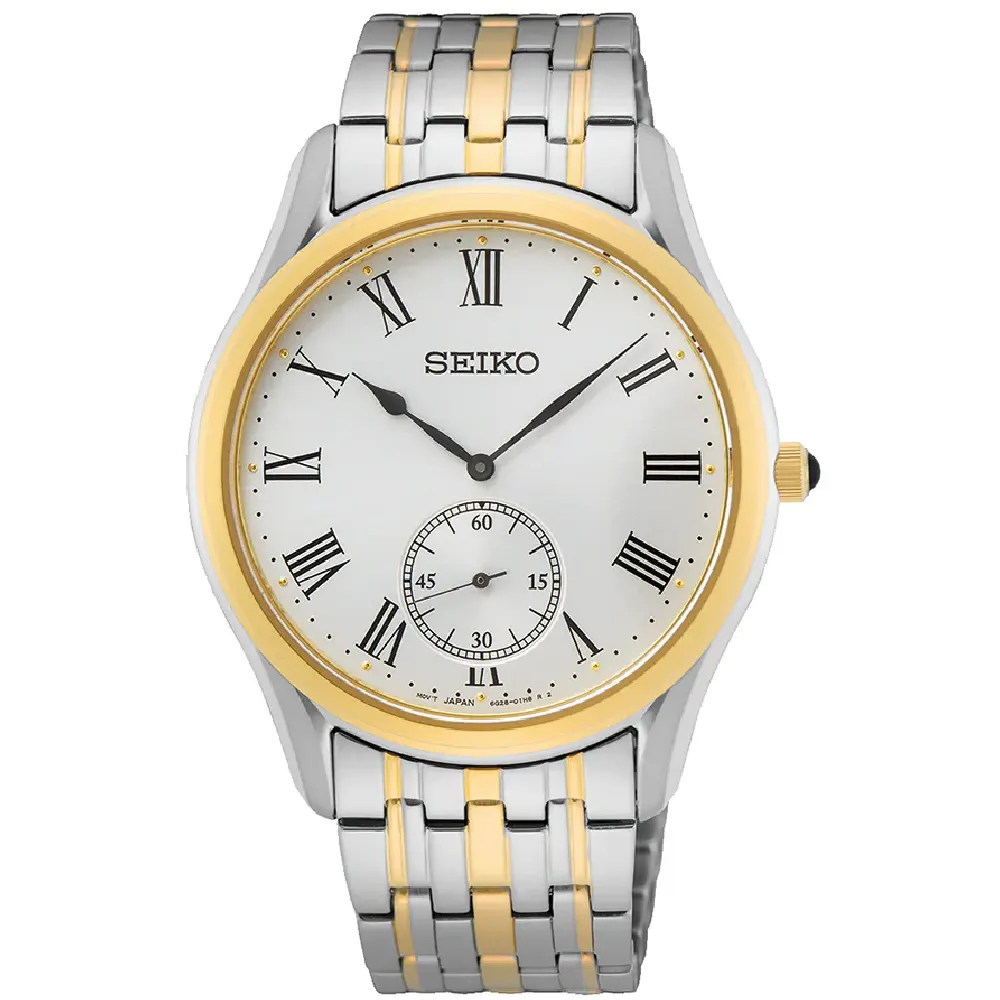 Seiko Formal Quartz Watch for Men - 39mm Two Tone Stainless Steel Case, White Dial, Small Seconds Hand, Sapphire Crystal - SRK048P1