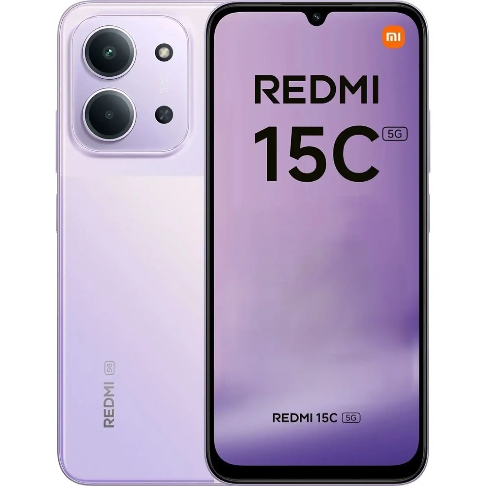 Xiaomi Redmi 15C 5G Smartphone, 128GB Storage, 4GB RAM, 6.9-Inch Dot Drop Display, MediaTek Dimensity 6300, 50MP Camera, 6000mAh Battery, Dual SIM, Dusk Purple