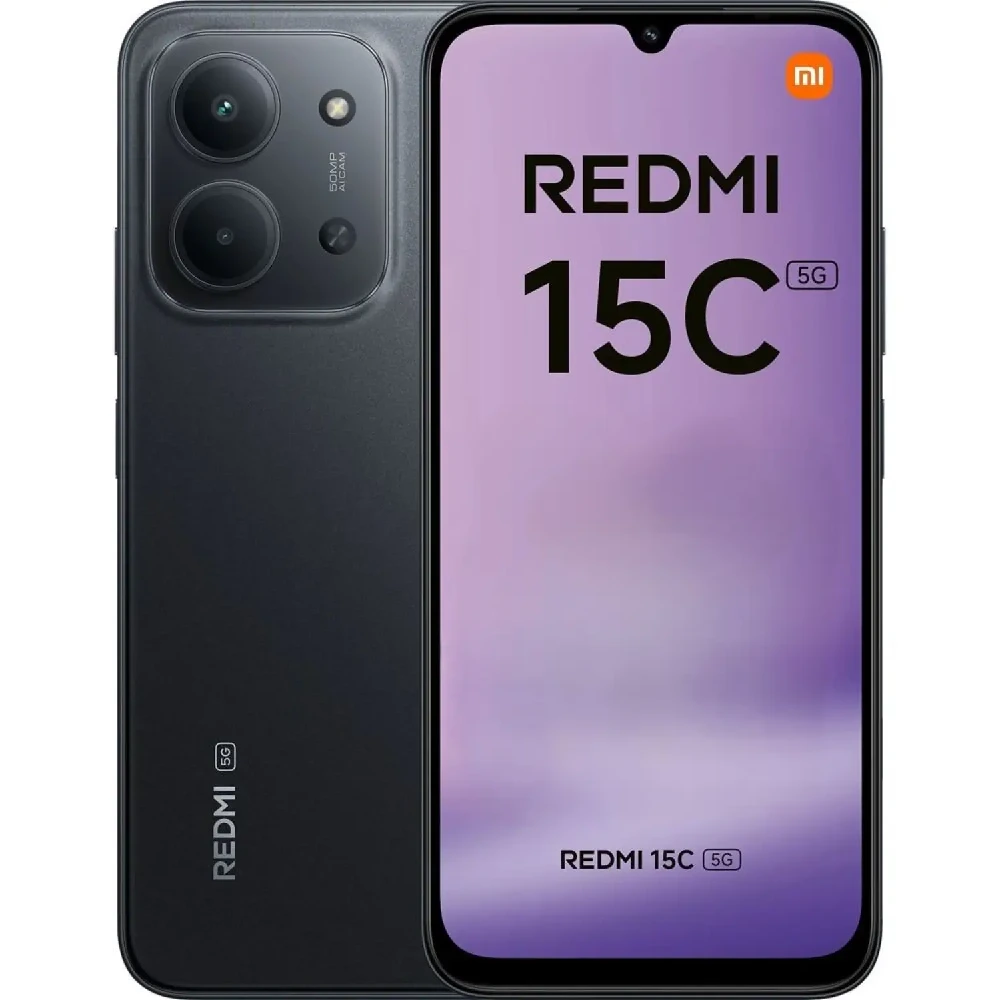 Xiaomi Redmi 15C 5G Smartphone, 128GB Storage, 4GB RAM, 6.9-Inch Dot Drop Display, MediaTek Dimensity 6300, 50MP Camera, 6000mAh Battery, Dual SIM, Midnight Black