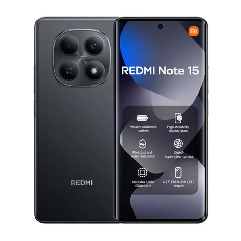 Xiaomi Redmi Note 15 4G Smartphone, 256GB Storage, 8GB RAM, 6.77-Inch AMOLED 120Hz Display, Snapdragon 6 Gen 3, 108MP OIS Camera, 5520mAh Battery, Dual SIM, Black