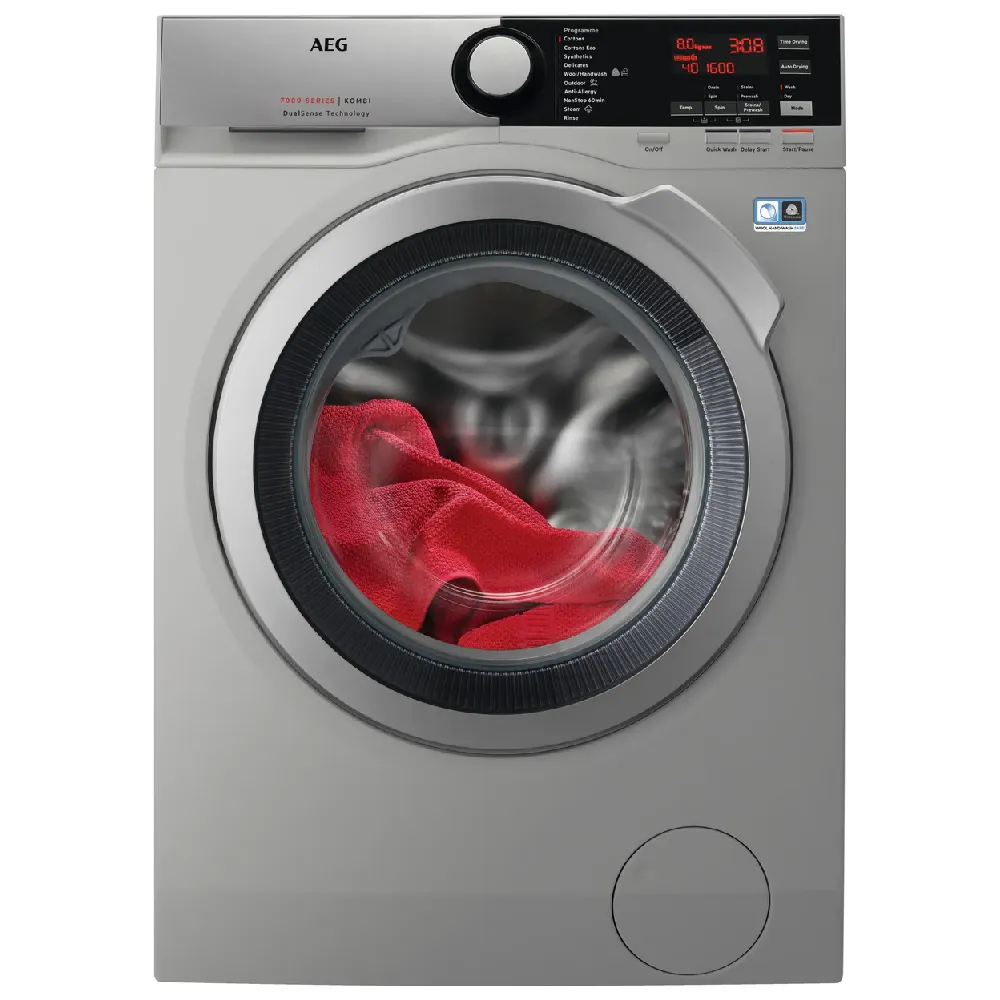 AEG 8kg Washer & 6kg Dryer Front Load Washer Dryer, 1600 RPM, DualSense Technology, ProSense Technology, Silver - LWX7E8611S