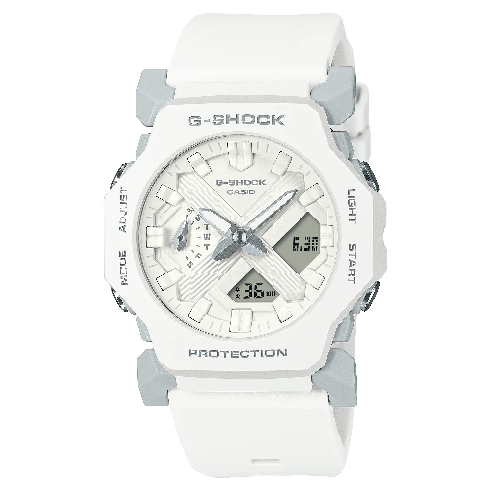 Casio G-Shock Mens Analog Digital Watch with White Dial, 45.4 x 42.1mm Octagon Case, Resin Band, Shock Resistant and 200 Meter Water Resistance - GA-2300-7ADR