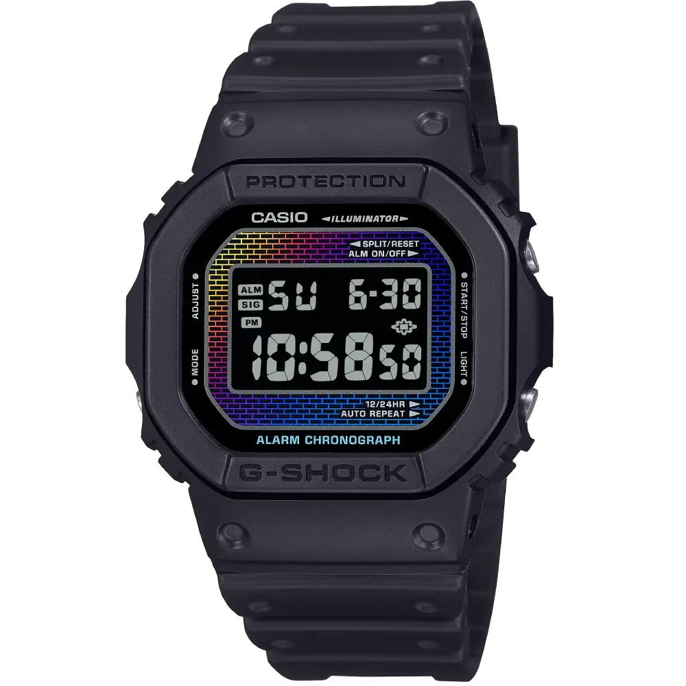 Casio G-Shock Mens Digital Watch with Black Dial, 48.9 x 42.8mm Case, Bio-Based Resin Strap, Shock Resistant and 200M Water Resistance - DW-5600RW-1DR
