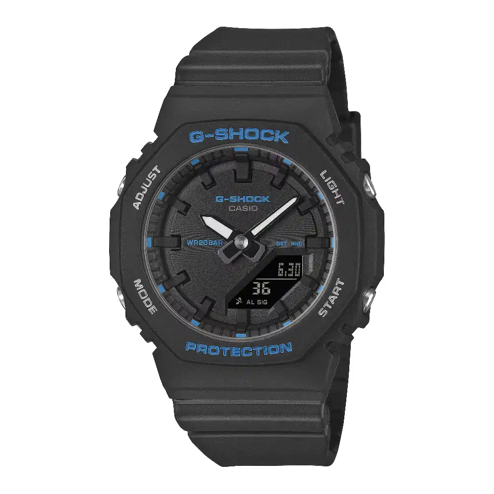 Casio G-Shock Womens Analog Digital Watch with Black Dial, 46 x 40.2mm Octagon Case, Bio-Based Resin Band, Shock Resistant and 200 Meter Water Resistance - GMA-P2100BA-1ADR