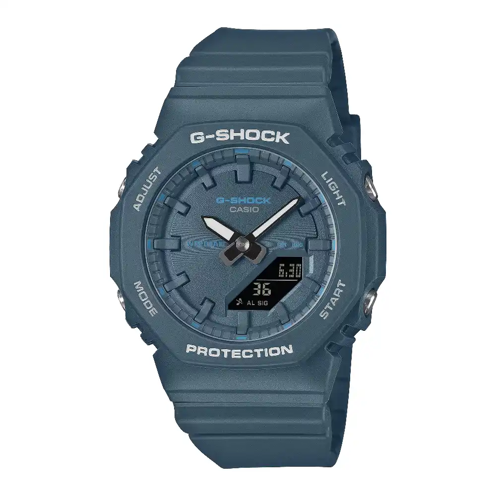 Casio G-Shock Womens Analog Digital Watch with Blue Dial, 46 x 40.2mm Octagon Case, Bio-Based Resin Band, Shock Resistant and 200 Meter Water Resistance - GMA-P2100BA-2ADR
