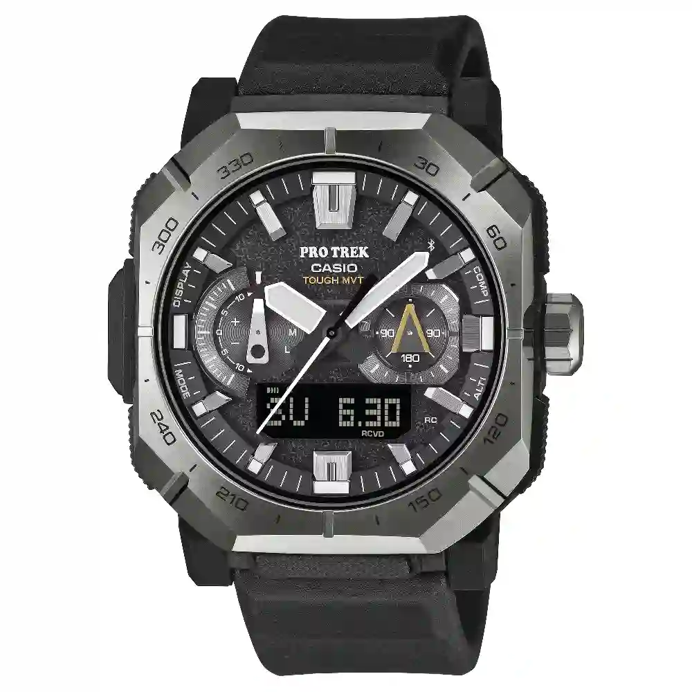 Casio Pro Trek Mens Analog Digital Solar Powered Bluetooth Watch with Black Dial, 45.8mm Case, Black Dura Soft Band and 100 Meter Water Resistance - PRW-B1000-1DR