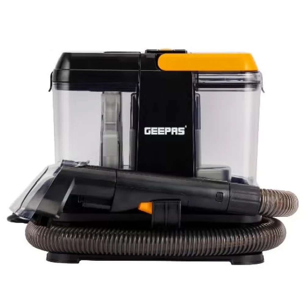 Geepas Portable Spot Cleaner - 330W, Dual Tank, 2 Cleaning Heads, Multi Surface, Carpet Upholstery Pet Stains, Black Yellow - GSC19065