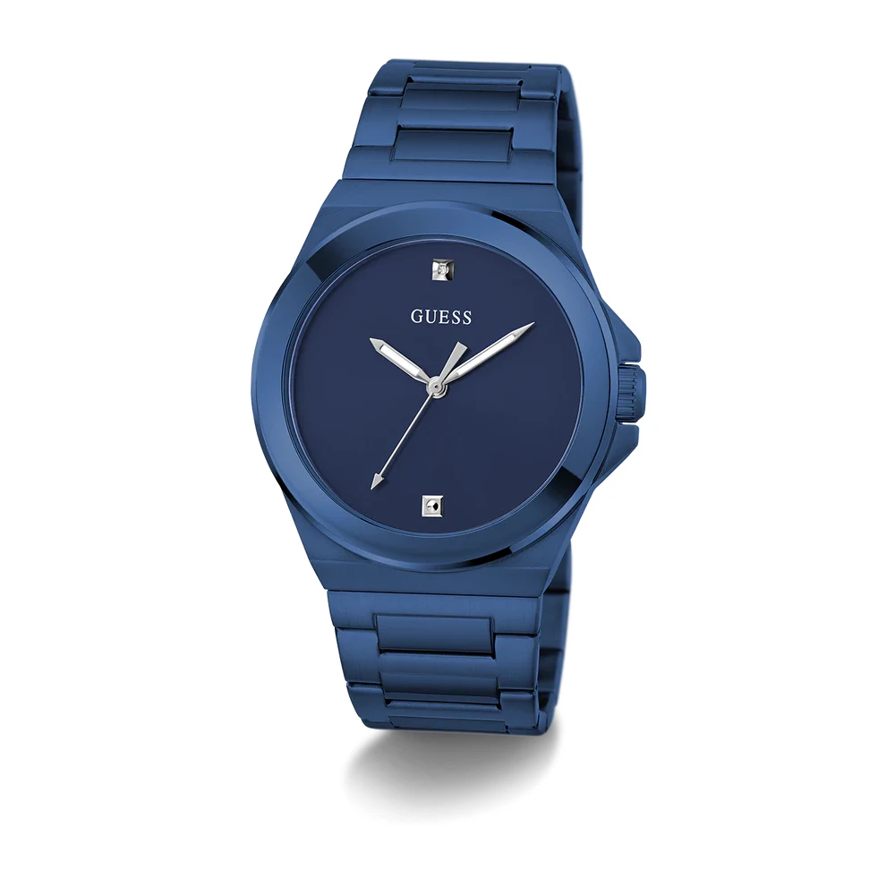Guess Mens Diamond Blue Dial Watch with 44mm Blue Stainless Steel Case and Bracelet, Quartz Movement and 50M Water Resistance - GW0833G1