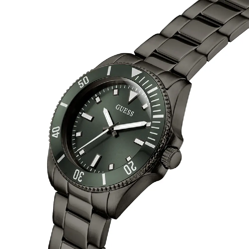 Guess Mens Green Dial Watch with 41mm Gunmetal Stainless Steel Case and Bracelet, Quartz Movement and 50M Water Resistance - GW0968G3 - Image 2
