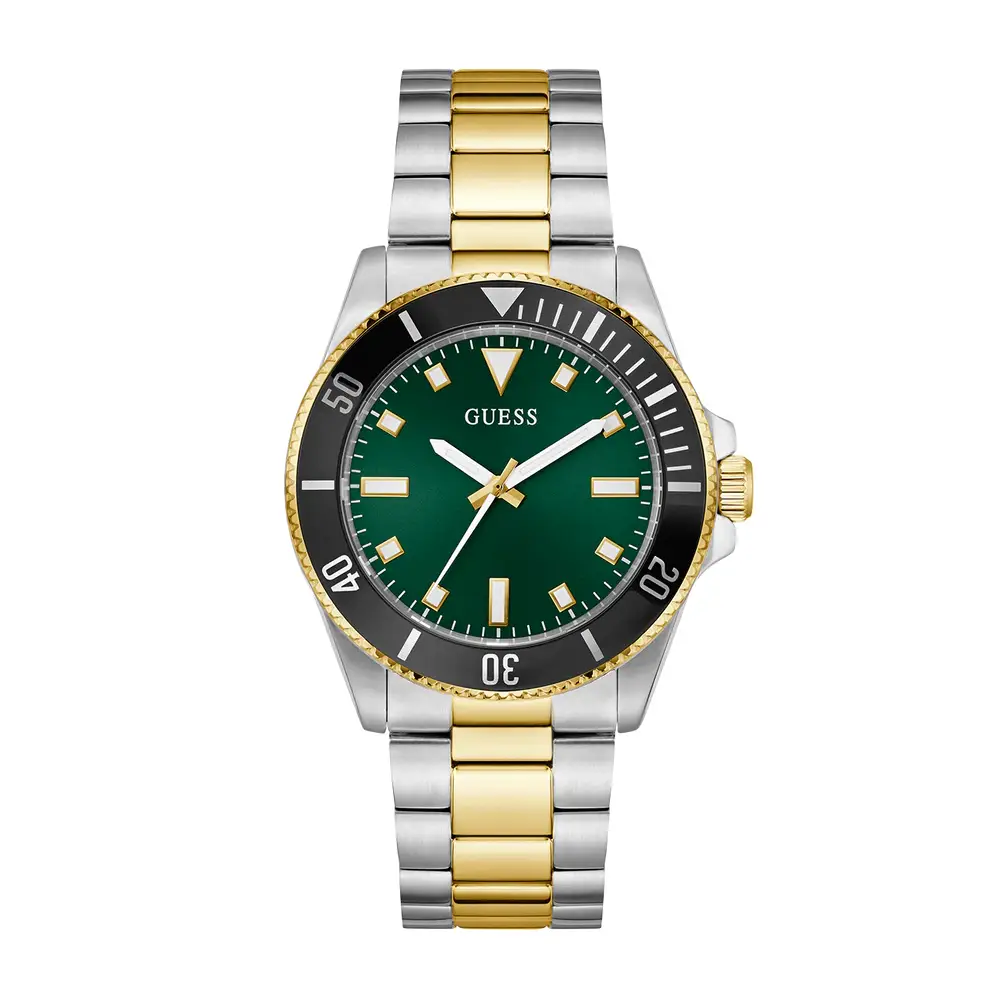 Guess Mens Green Dial Watch with 41mm Two-Tone Stainless Steel Case and Bracelet, Quartz Movement and 50M Water Resistance - GW0968G4 - Image 2