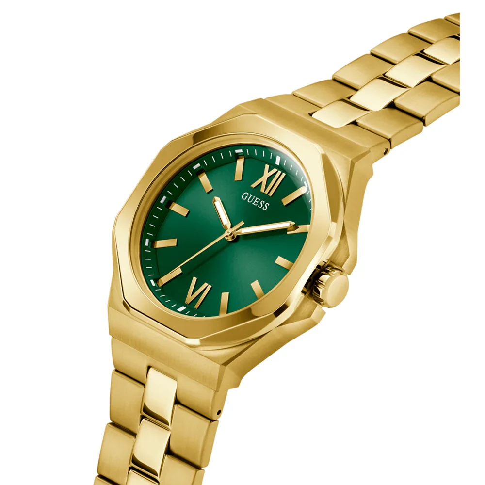 Guess Mens Green Dial Watch with 42mm Gold-Tone Stainless Steel Case and Bracelet, Quartz Movement and 50M Water Resistance - GW0849G2 - Image 3