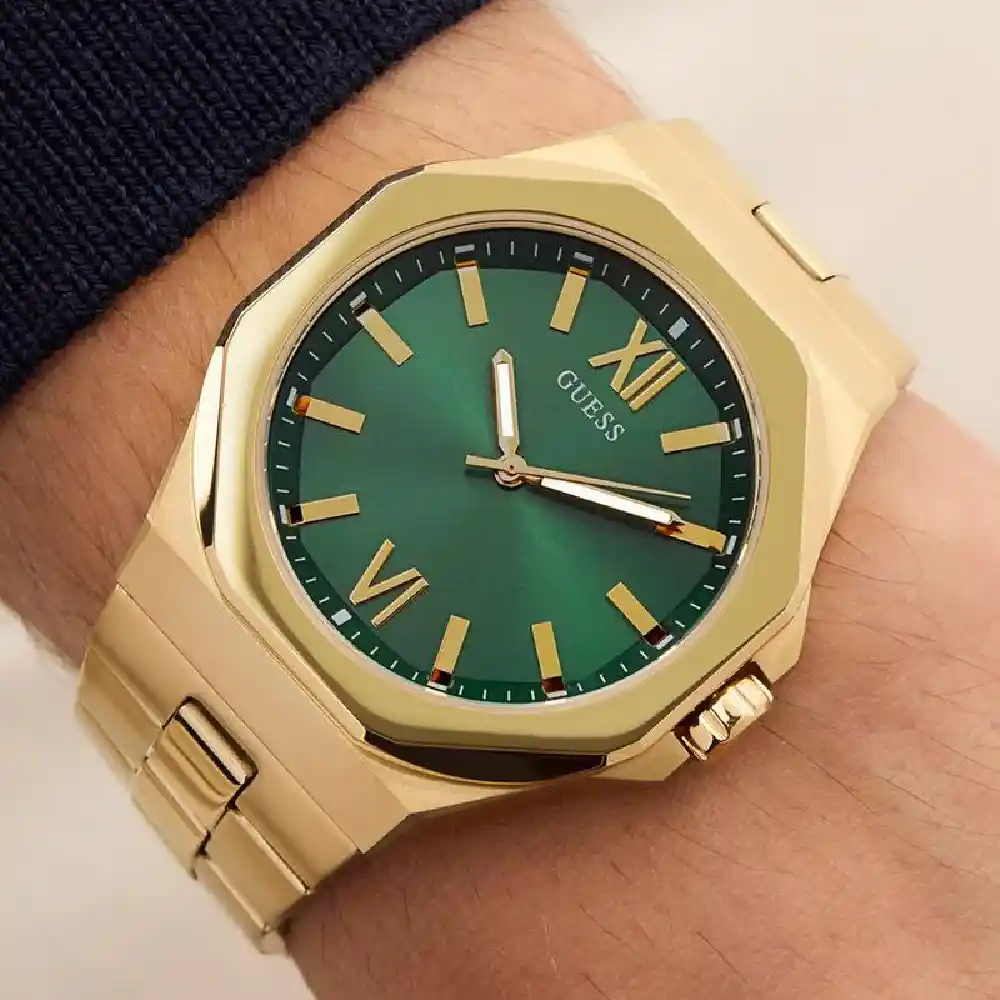 Guess Mens Green Dial Watch with 42mm Gold-Tone Stainless Steel Case and Bracelet, Quartz Movement and 50M Water Resistance - GW0849G2 - Image 7