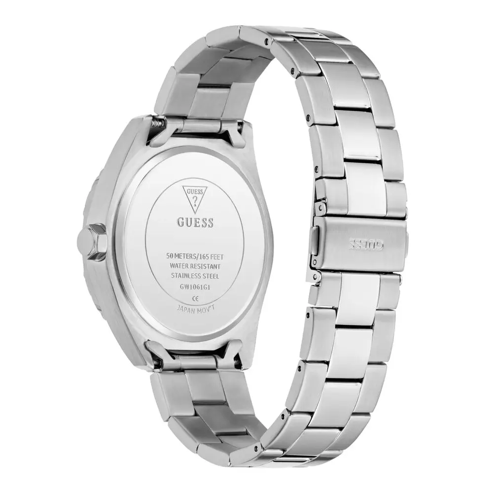 Guess Mens Multifunction Green Dial Watch with 43mm Silver-Tone Stainless Steel Case and Bracelet, Quartz Movement and 50M Water Resistance - GW1061G1 - Image 4