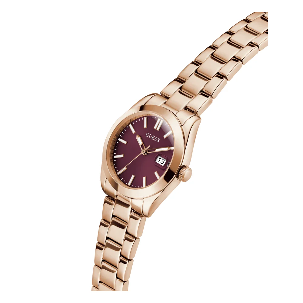 Guess Womens Burgundy Dial Watch with 32mm Rose Gold-Tone Stainless Steel Case and Bracelet, Quartz Movement and 30M Water Resistance - GW0934L5 - Image 2