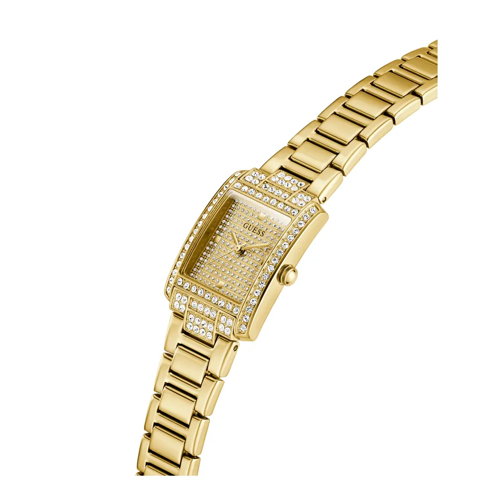 Guess Womens Champagne Dial Watch with 23mm Gold-Tone Rectangular Stainless Steel Case and Bracelet, Quartz Movement and 30M Water Resistance - GW0995L2 - Image 2