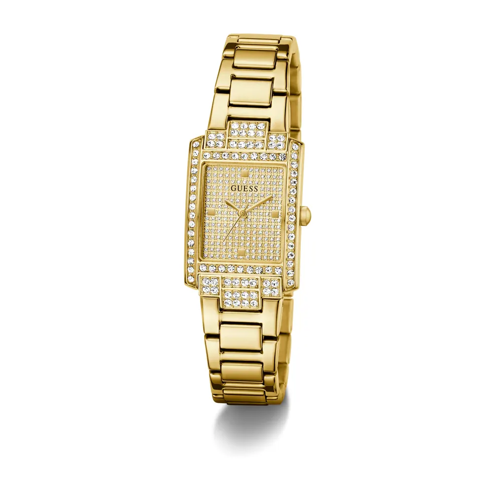 Guess Womens Champagne Dial Watch with 23mm Gold-Tone Rectangular Stainless Steel Case and Bracelet, Quartz Movement and 30M Water Resistance - GW0995L2 - Image 5