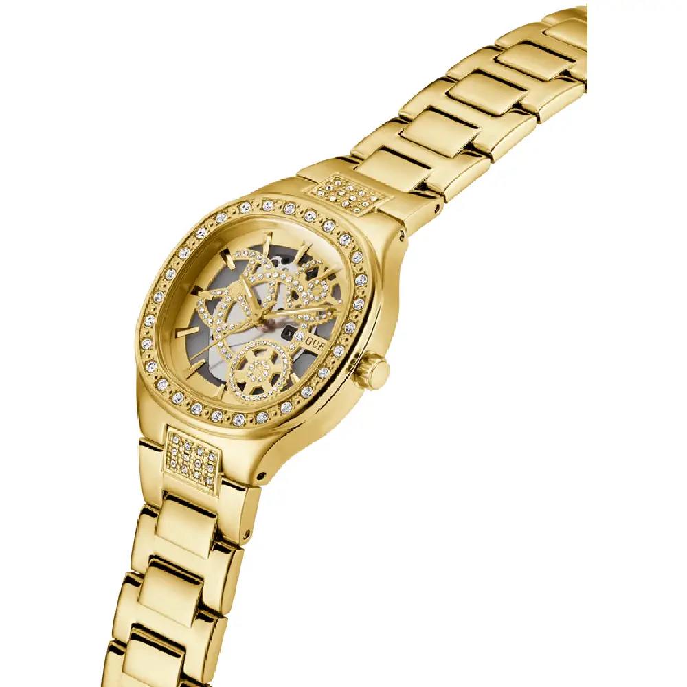 Guess Womens Champagne Dial Watch with 32mm Gold-Tone Square Stainless Steel Case and Bracelet, Quartz Movement and 30M Water Resistance - GW0941L2 - Image 2