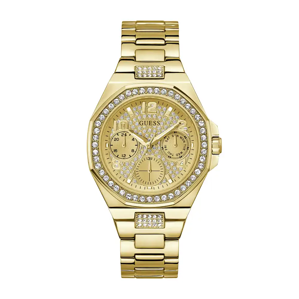 Guess Womens Champagne Dial Watch with 40mm Gold-Tone Stainless Steel Case and Bracelet, Quartz Movement and 50M Water Resistance - GW0777L2